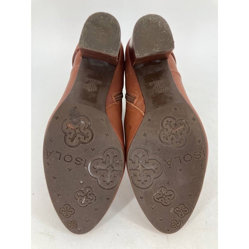 Isola Leather Ankle Boots Womens 8M Brown Good Clasp Strap Block Heel CBHE14 - Picture 6 of 9